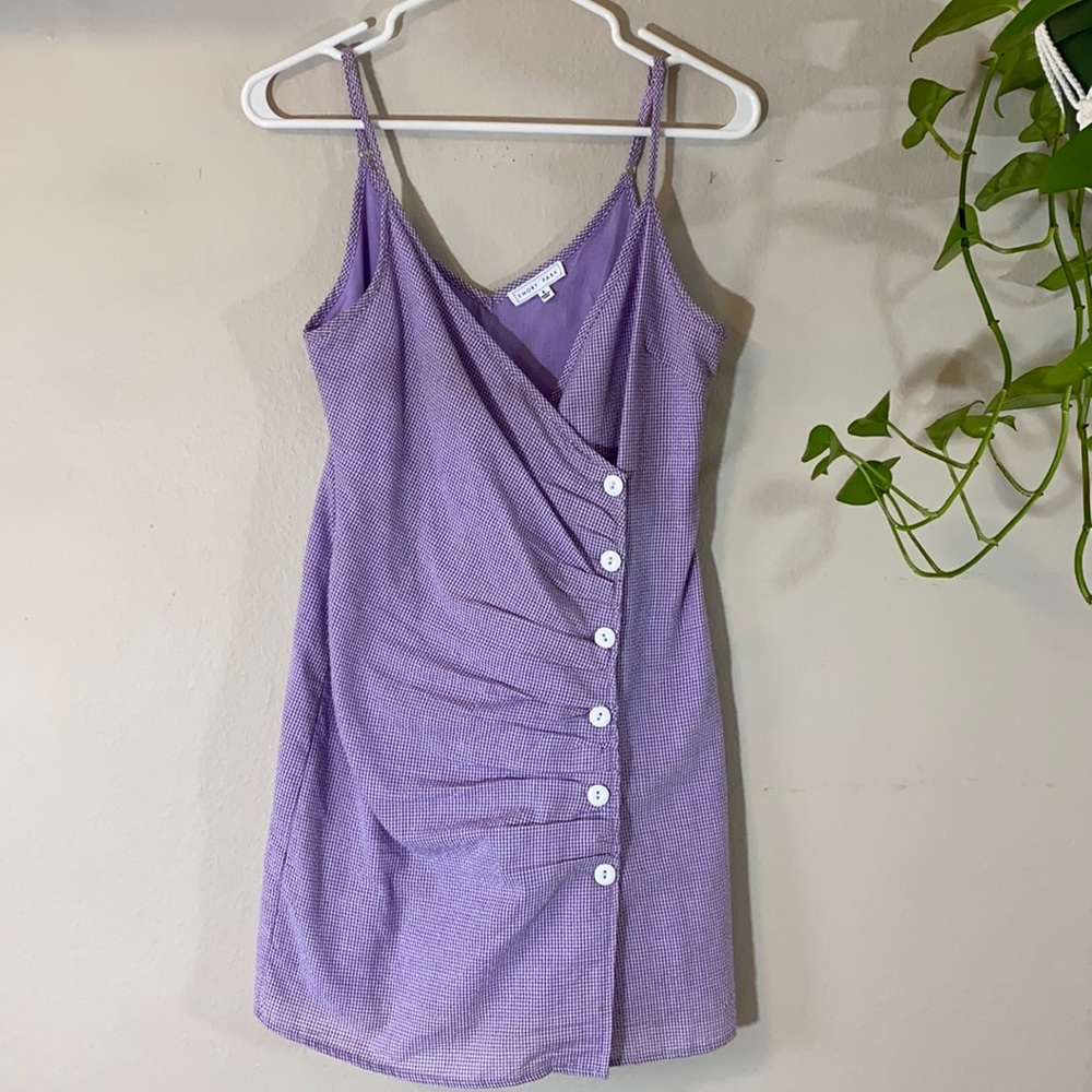 Gingham Mini Dress with Button Side Ruching